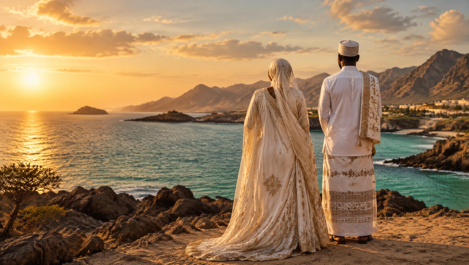 Aroos iyo aroosad Soomaaliyeed oo dhabarka laga arkayo xeebta Jabuuti xilliga qorrax dhaca